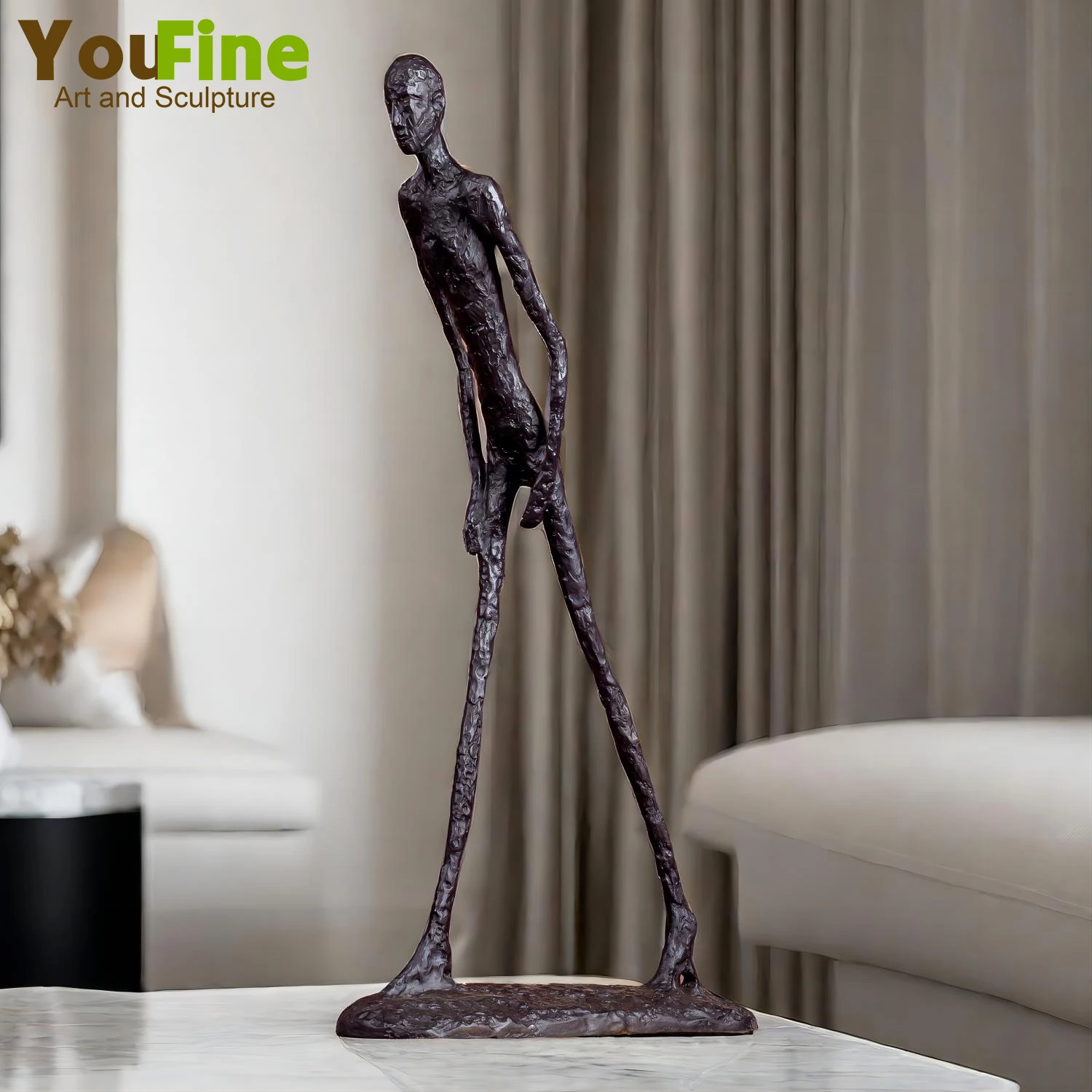 30cm Giacometti Sculpture Bronze Walking Man Statue Abstract Skeleton Hot Casting Art Figurine Famous Replica Crafts Home Decor