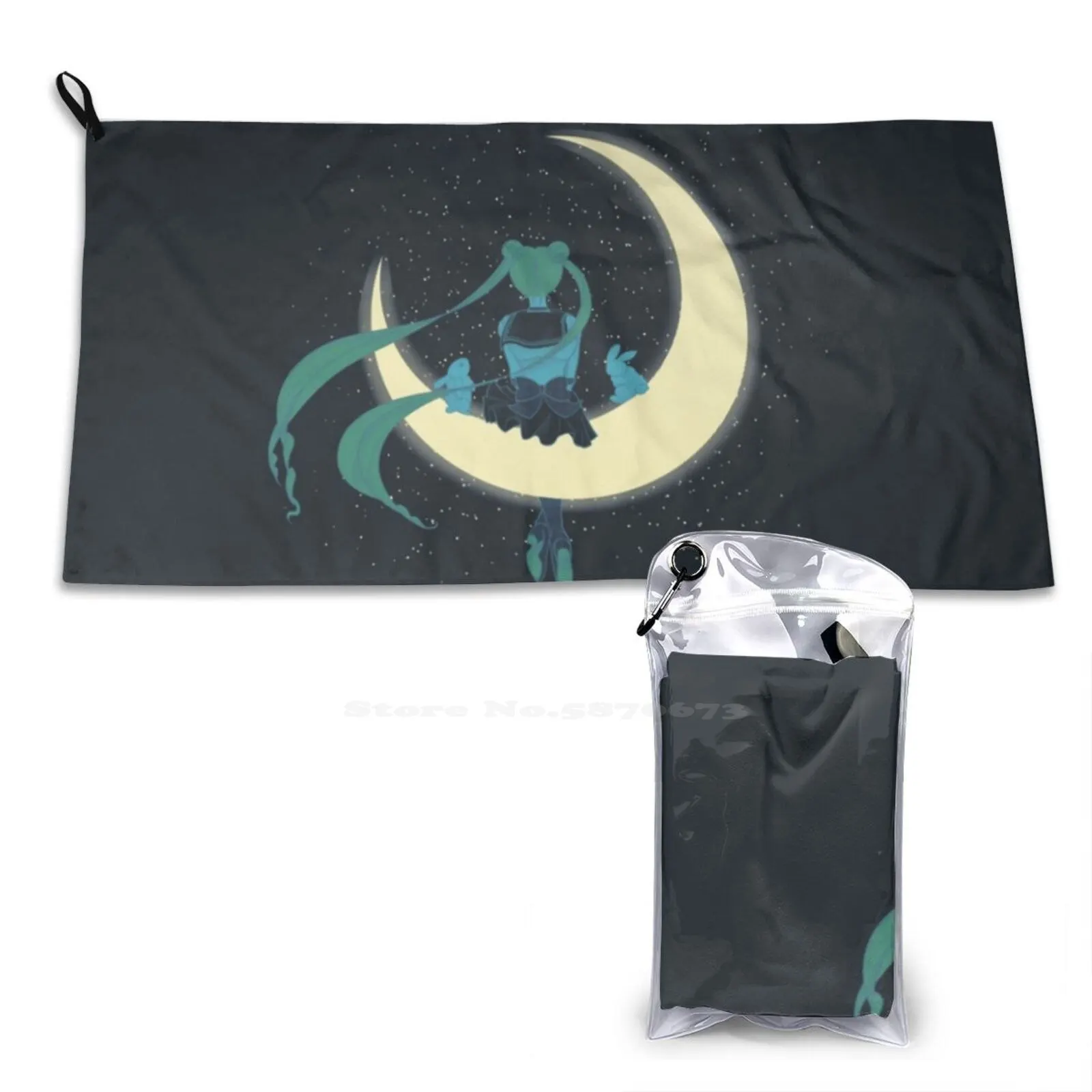 Rabbits On The Moon Custom Soft Sport Towels Home Outdoor Tsukino Usagi