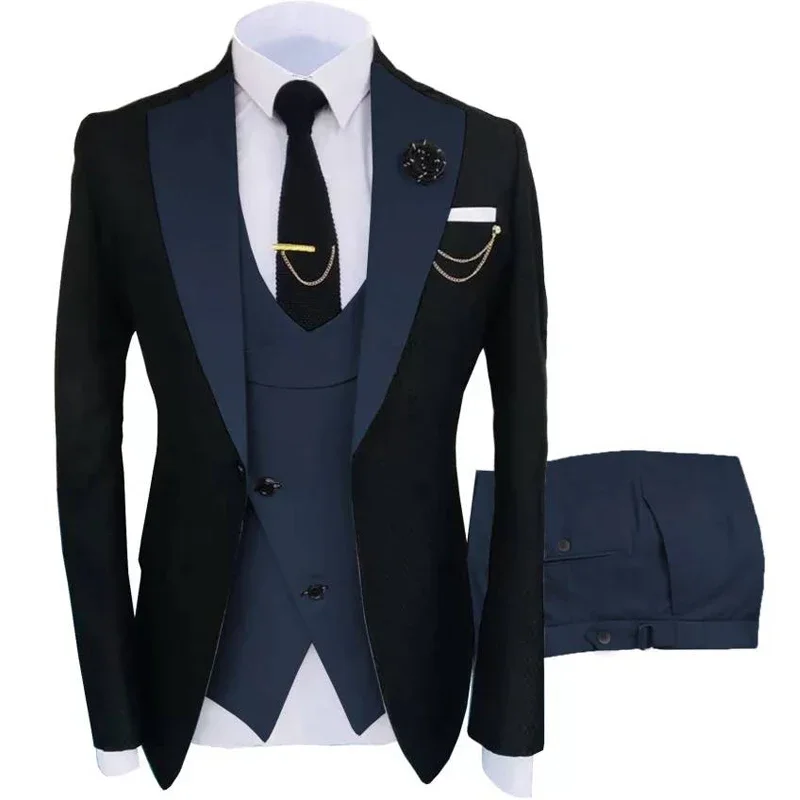 

3 Pieces Wedding Tuxedos Groomsmen Wear Slim Fit Men Suits Jacket Vest With Pants Notched Lapel Male Fashion Costume