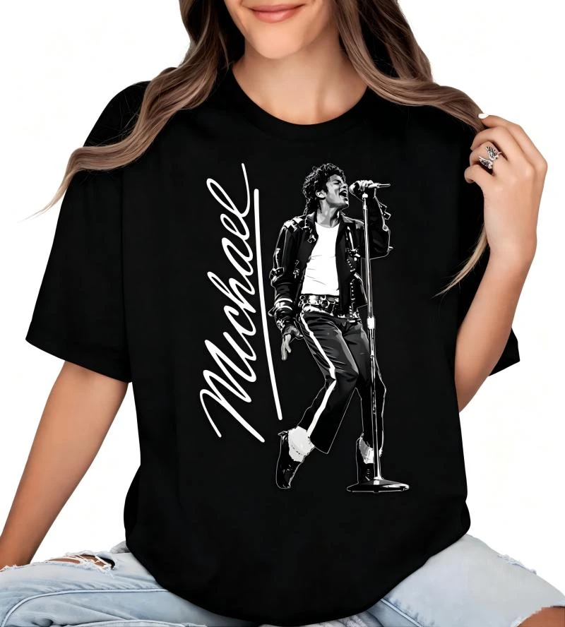 Personalized Michael Jackson Shirt 80s Vintage Music Pattern Cotton T-shirt 2026 Summer Men's Women's Streetwear Y2k Style
