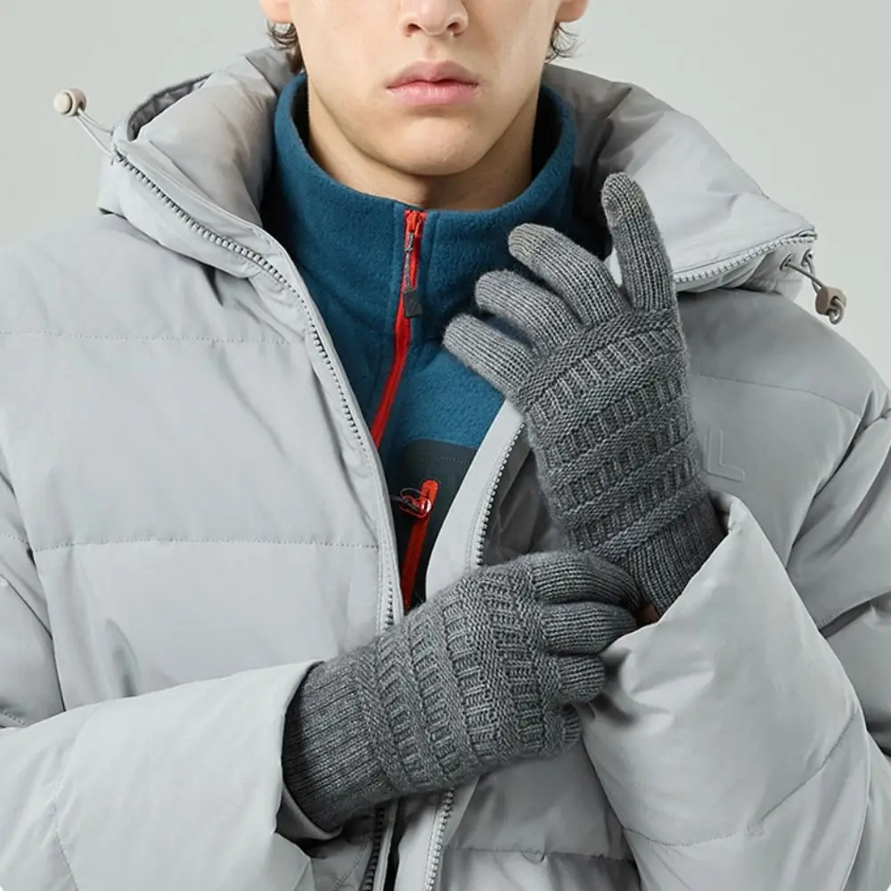 قفازات نسائية محبوكة تعمل باللمس مقاومة للبرد قفازات حرارية سميكة مقاومة للرياح قفازات دافئة للخريف والشتاء #2