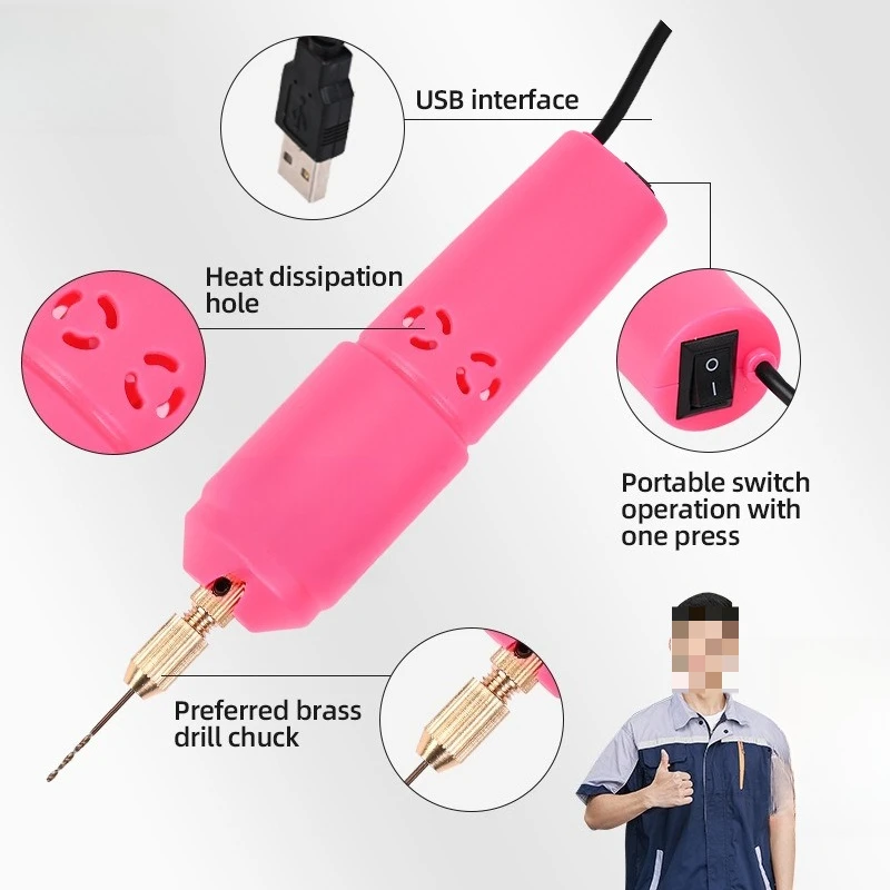 Small electric drill handheld mini 5v hand electric drill resin jewelry DIY drilling machine