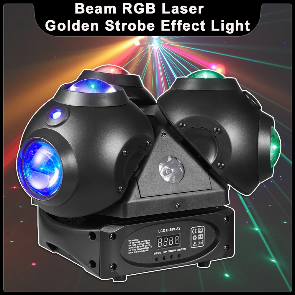 

YUER 150W RGBW Beam Laser Moving Head Light Golden Strobe Effect DMX512 For DJ Disco Party Club Show Xmas Stage Effect Lights