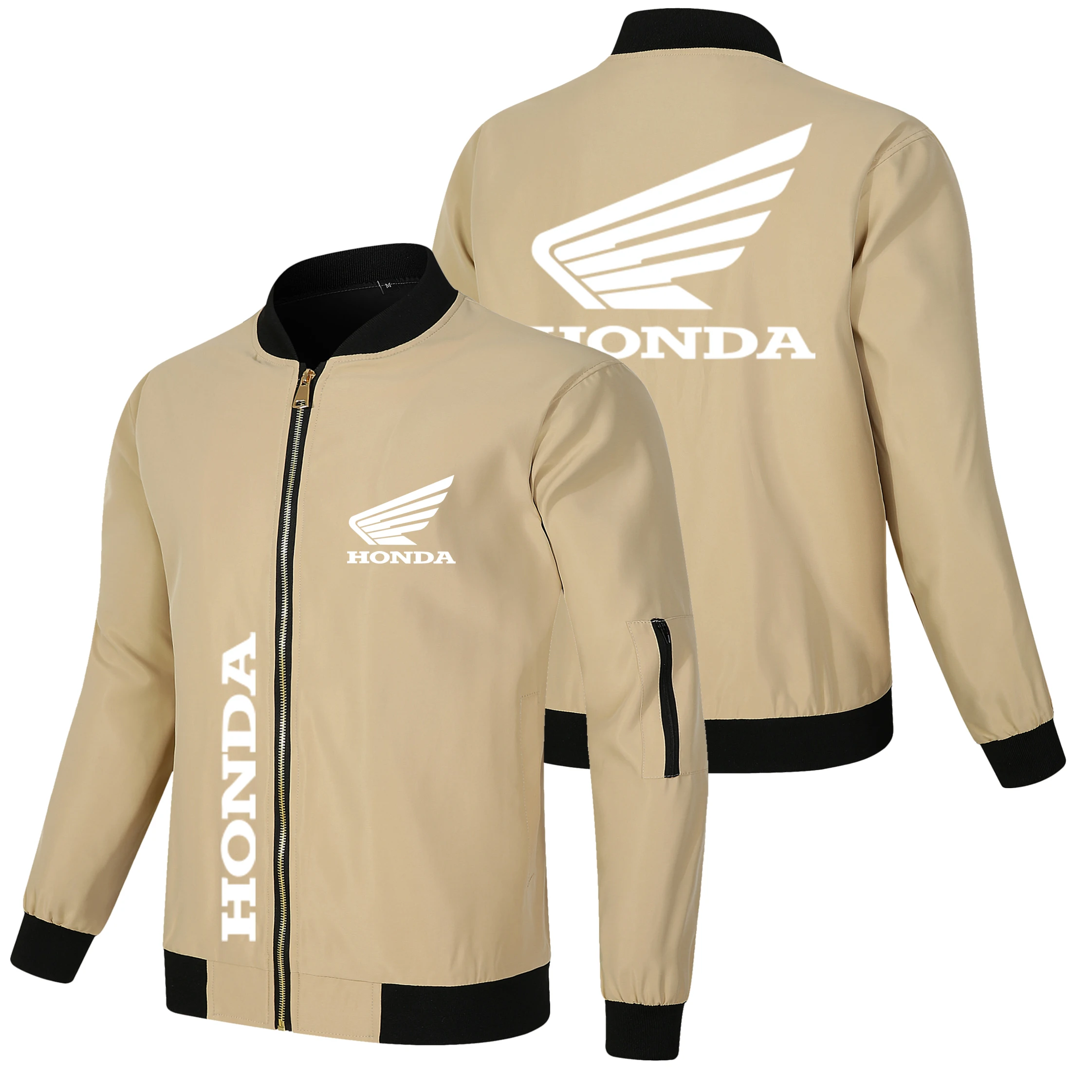

2025 Honda Wing Car Logo Men's Business Jacket, Full Zipper Jacket, Outdoor Fashion Trench Coat, Moped Jacket, Arm Zipper Coat
