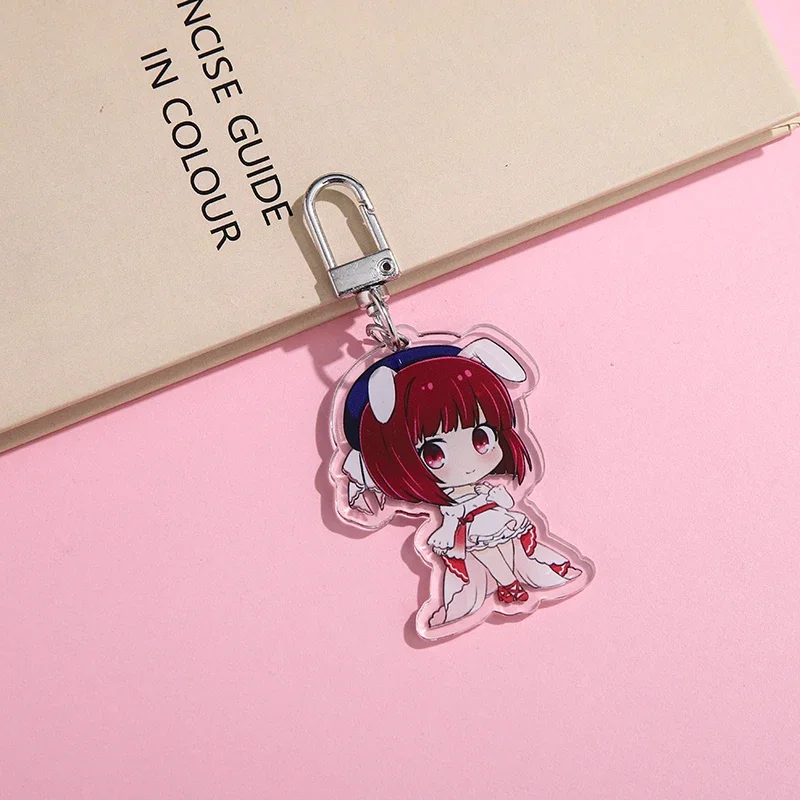 Kawaii Anime Oshi No Ko Keychain Acrylic Figure Hoshino Ai Akuamarin Rubii Sarina Gorou Key Ring Cute Bag Key Holder