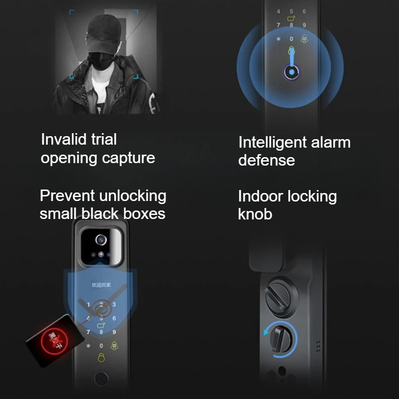 ทูย่า ไวไฟอัตโนมัติสมาร์ทล็อค 3D การรับรู้อินฟราเรดใบหน้าปลดล็อคระยะไกลและกระดิ่งประตู 14 ภาษาสนับสนุน Anti - pry
