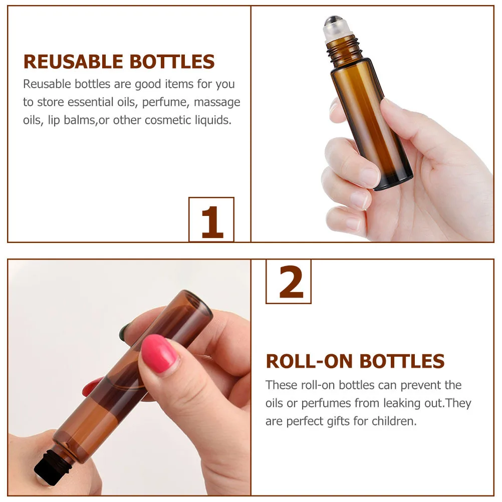 

20Pcs Glass Roller Ball Bottles Leakproof Small Essential Oil Portable Perfume Sub Package Roller Bottle Roll-on Bottles
