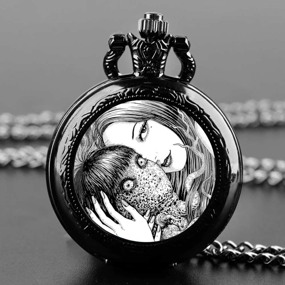 Dark Style Japanese Manga Pendant Quartz Pocket Watch Souvenir Chain Pocket Watch Arabic Numerals With Personality Gift