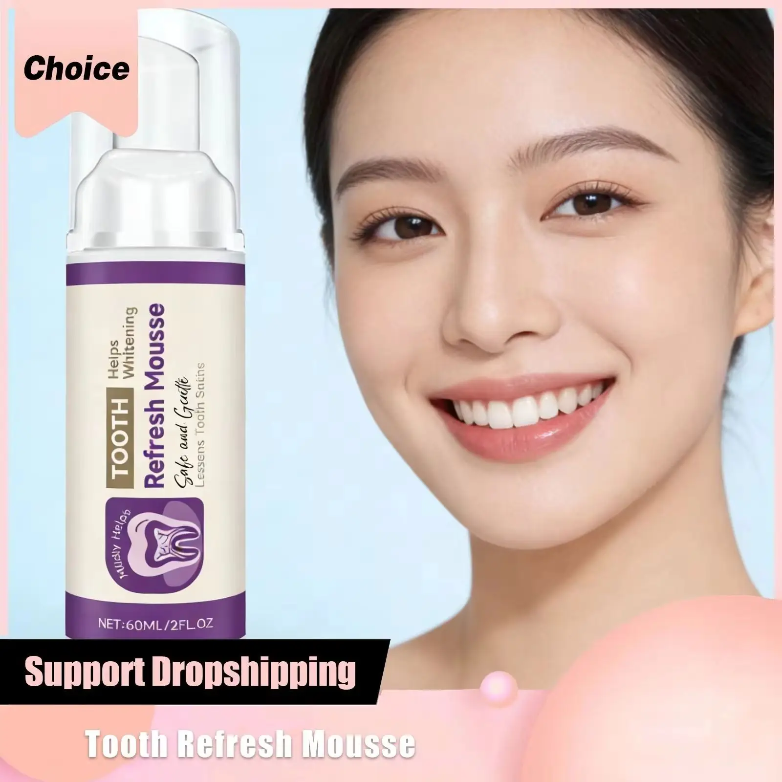 

Tooth Refresh Mousse Whitening Gentle Cleaning Remove Yellow Stains Minty Longlasting Fresh Breath Portable Brighten Toothpastes