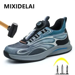 Rotating Button New Safety Shoes Men Anti-smash Anti-puncture Work Shoes Fashion Men Sport Shoes Security Protective Boots Men