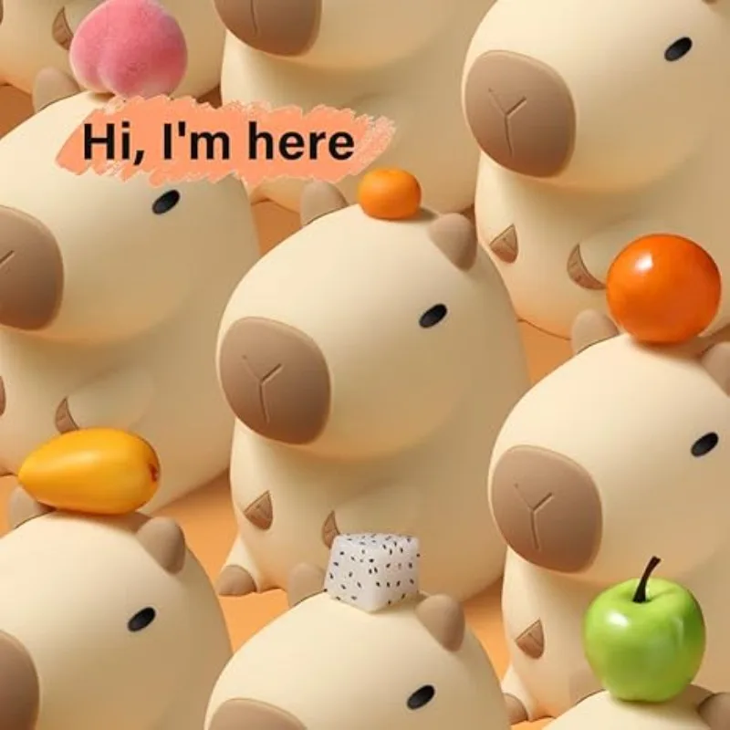 ضوء ليلي من السيليكون كابيبارا الإبداعي، مصباح بجانب السرير قابل للتعتيم باللمس، ضوء ديكور محمول قابل لإعادة الشحن عبر USB #3