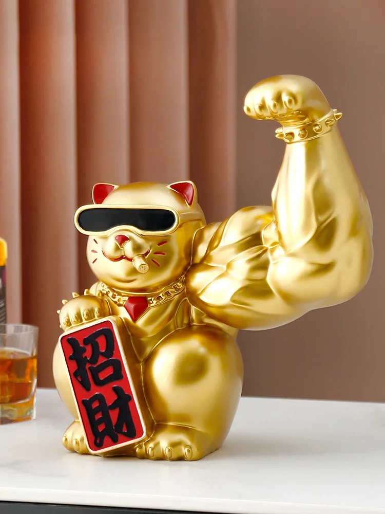Decoration Crafts Figurines Kirin Arm Robbery Ornament Powerful Muscle Decoration Sculpture Cat Moving Home Cashier Opening Gift