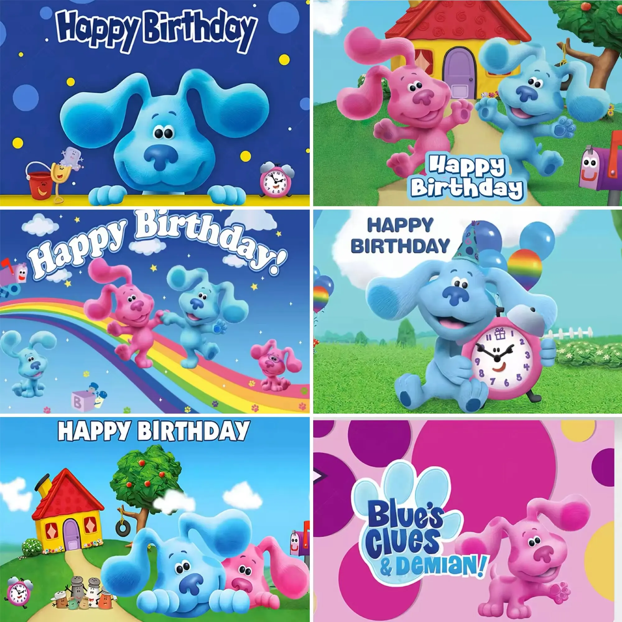 Umi Cartoon clue  blue puppy theme birthday party decoration background children early education baby bath photography props