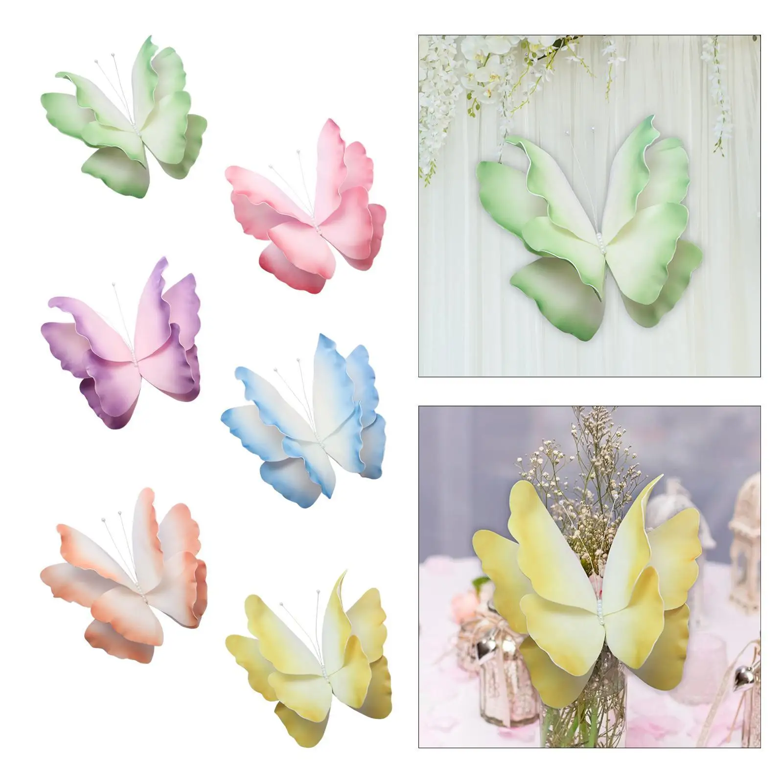 Papillon Artificiel de 50cm pour Décoration de Mariage, Charmant Faux Papillon pour Fenêtre d'Extérieur de Jardin et de Chambre à Coucher