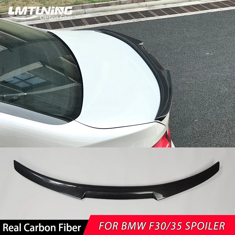 

LMTUNING Real Carbon Fiber Rear Trunk Lid Spoiler Wing Fit for BMW 3Series F30 F35 2013-2019 High Kick M4 style Forged pattern