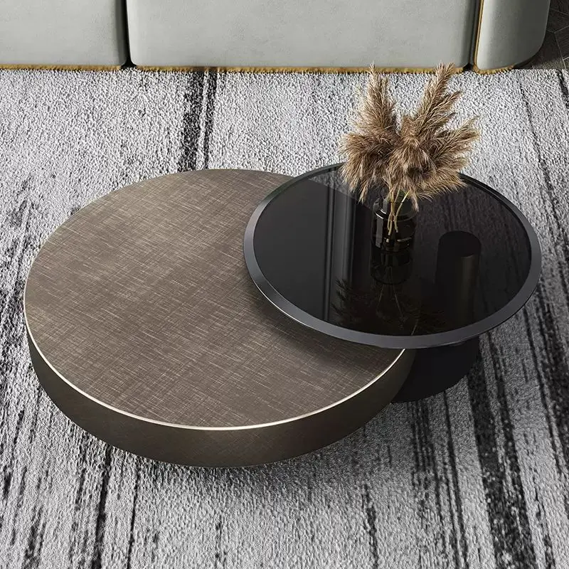Modern Round Stainless Steel Center Side Tables Gold Base Tempered Glass Top Coffee Tea Table Marble Glass Coffee