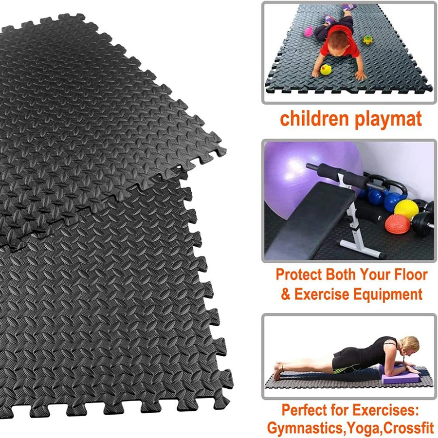 12pcs/16pcs ½ inch Home Gym Mat with EVA Foam Interlocking Tiles for MMA, Fitness, Gymnastics and Gym Protection, Floor Liner