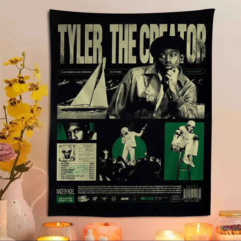 مغني الراب T-Tyler T-The C-Creator الهبي الجدار الشنق المفروشات البوهيمي جدار المفروشات ماندالا INS ديكور المنزل