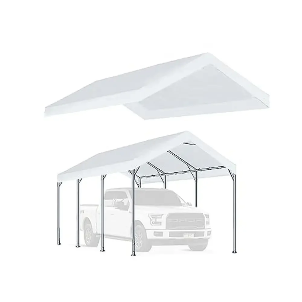 12'x20' Rutile Carport Replacement Top Canopy Cover High-Quality Industrial Grade PE Fabric Sun Protection Waterproof Easy