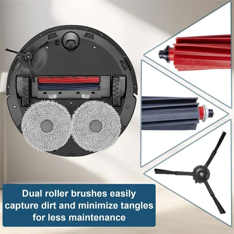 LLCS-Accessories Kit For Roborock Qrevo Master/Qrevo Slim Robot Vacuum Cleaner, Main Roller Brush,Side Brushe,Filter,Dust Bag