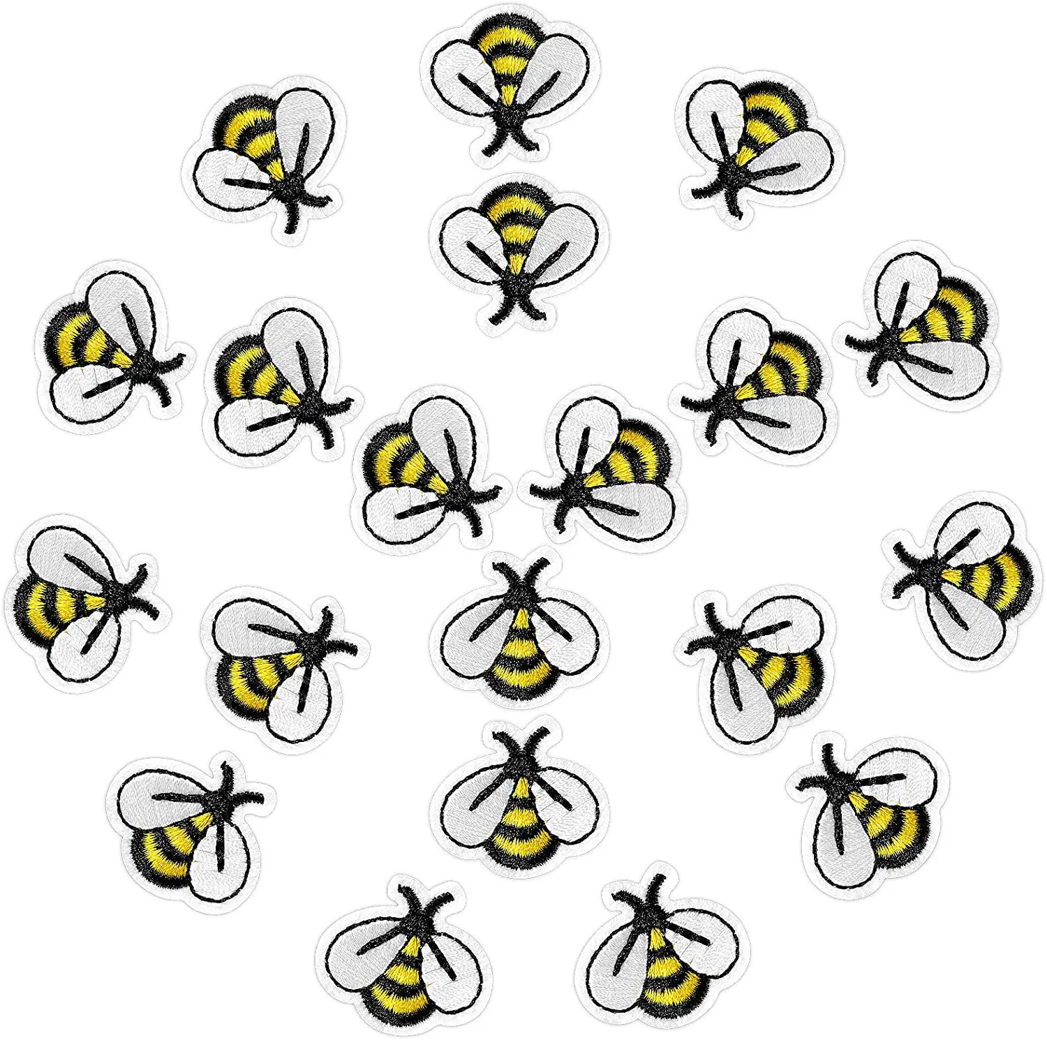 10Pcs Bee Embroidered Patches Iron-on Cute Applique Sewing Repair for Bags, Jackets, Jeans, Hats, Clothes DIY Decor