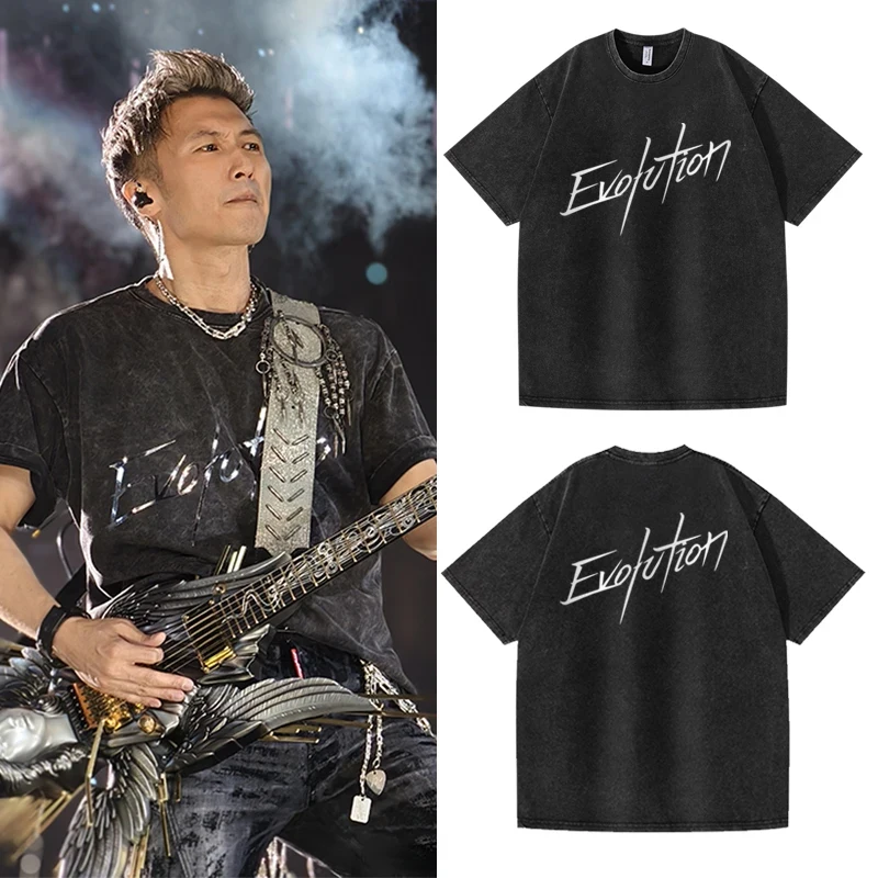 China Singer Xie Ting Feng Concert T-shirt Men's Summer Washed Cotton Short Sleeve High Quality Handsome Half Sleeves Singer