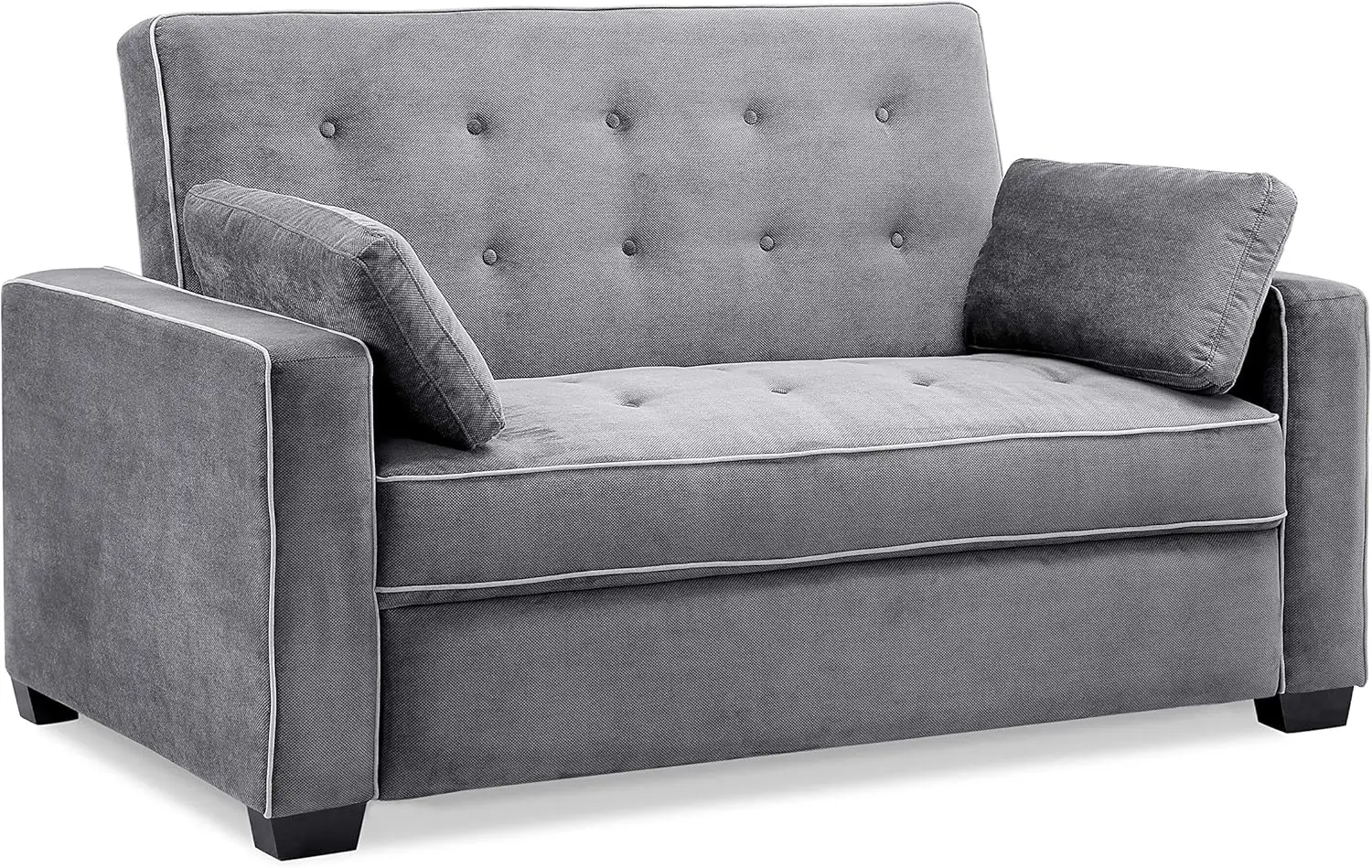 Loveseat with Pull Out Sleeper Microfiber Charcoal Full