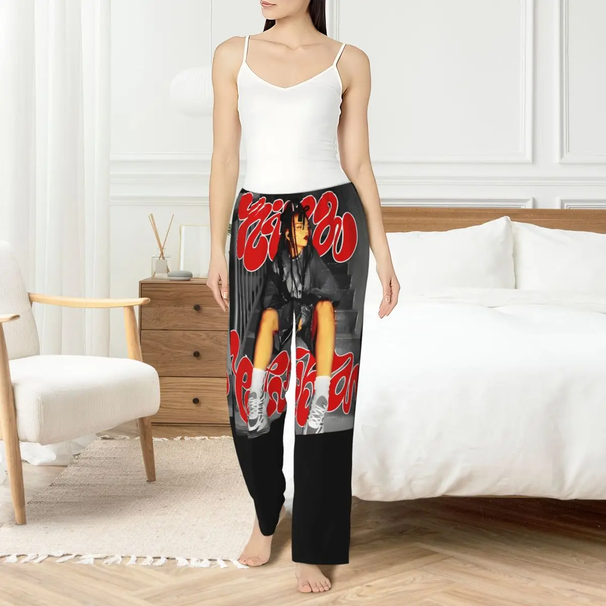 

Женские пижамные штаны Нины Чuba с индивидуальным принтом, одежда для сна с музыкальными певицами, штаны для сна с карманами