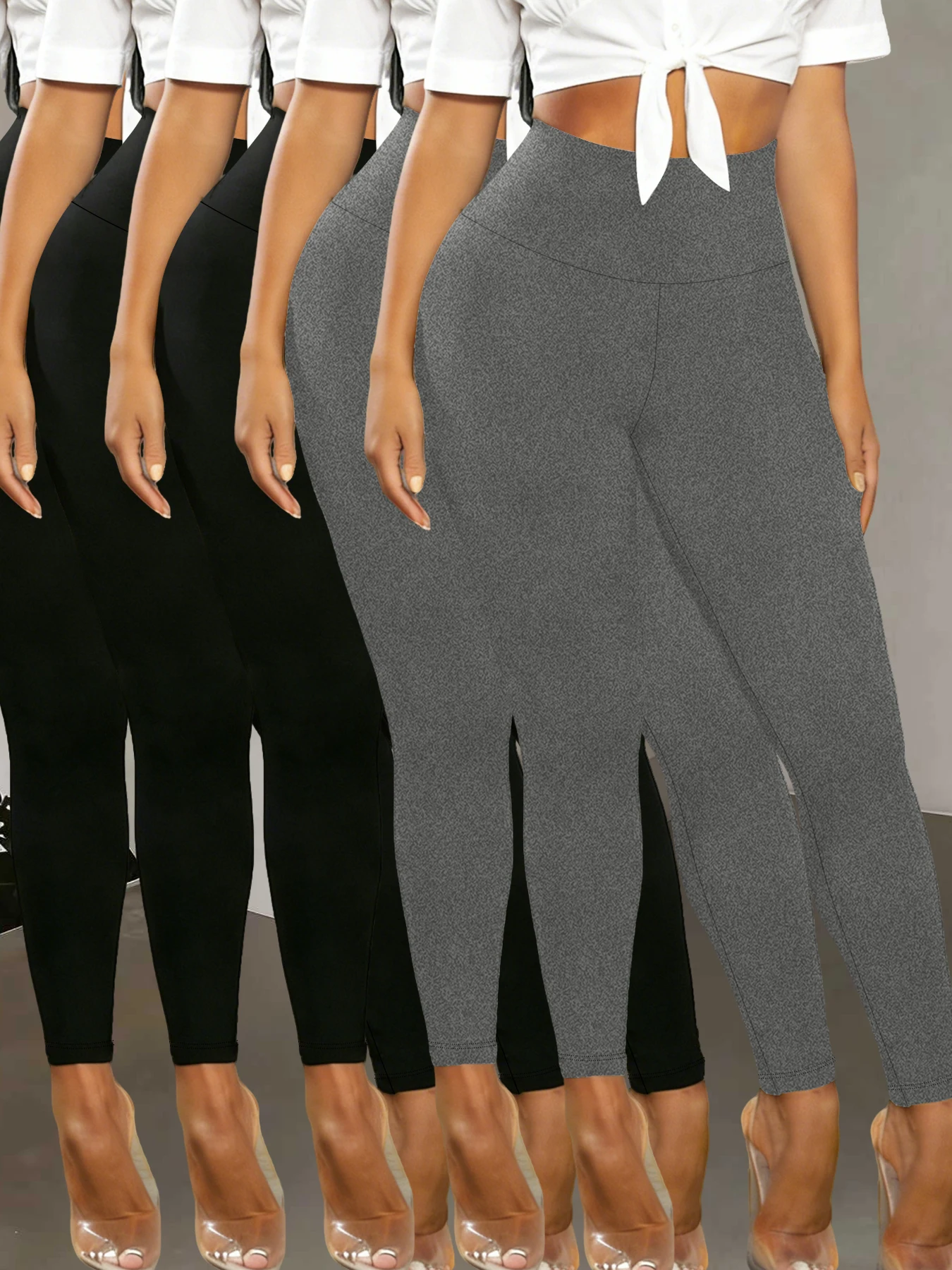 

Комплект из 5 женских спортивных леггинсов с высокой талией — супермягкая ткань для контроля живота для йоги, бега и повседневного активного отдыха