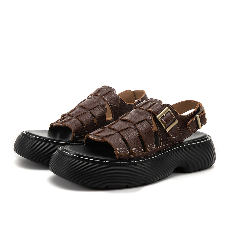 New Fashion Men Shoes Summer Beach Sandals Outdoor Genuine Leather Anti-slip Wear Resistant Sandalia Masculina Sandalen