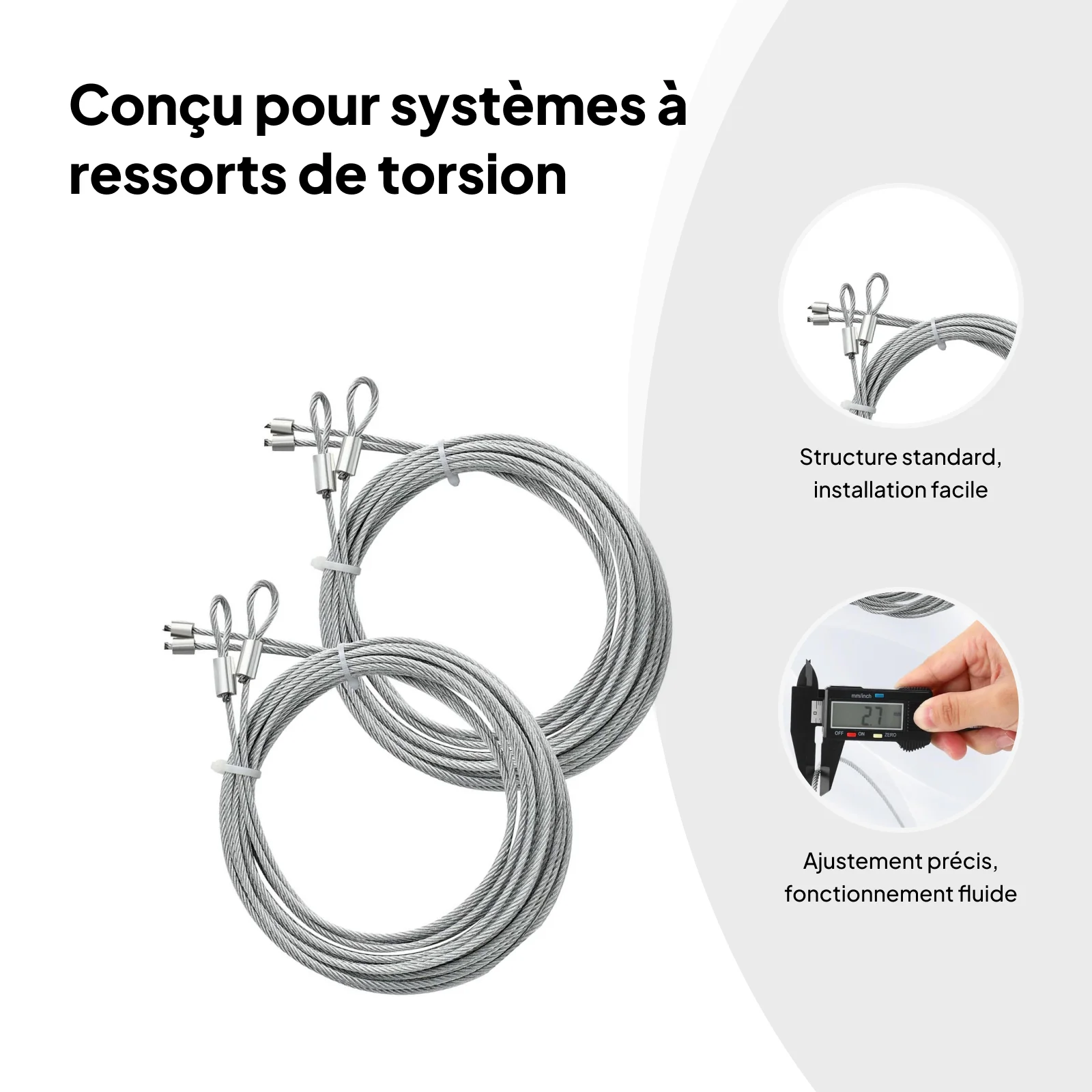 4Pcs Garage Door Cables Premium 4.1M Long Replaces Garage Door Safety Cable