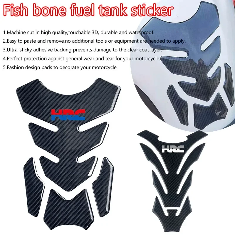 3D Carbon-Look Motorcycle Tank Pad Protector Decal For CBR1000 600RR CB400 CB750 CB1300 HRC logo