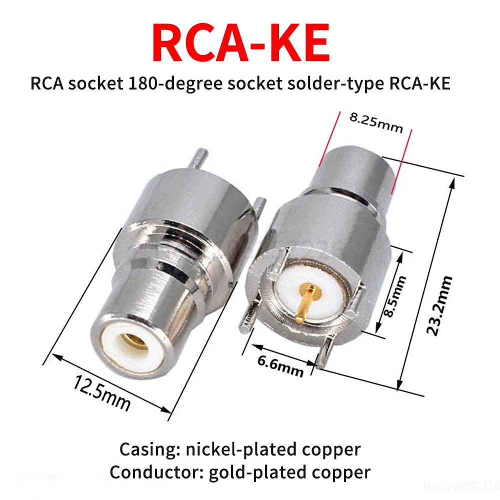 RCA-KE Socket 4-pin RCA AV female connector white vertical RCA connector 4-pin solder tab PCB audio/video socket (1 pcs)