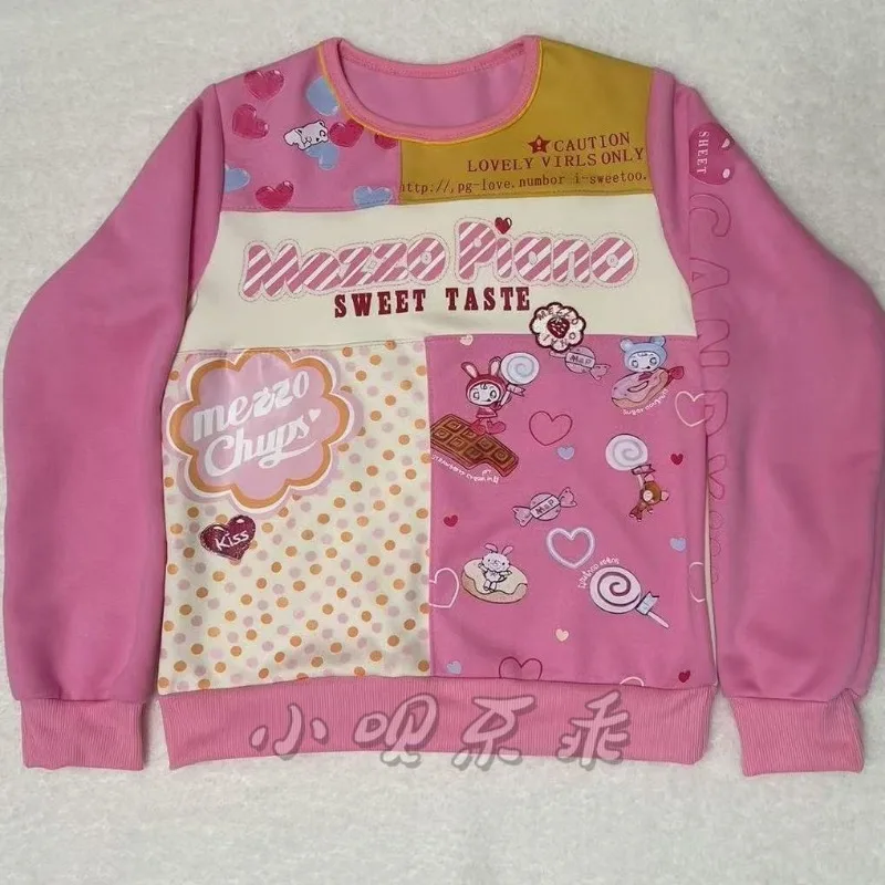 Japanese Cartoon Cute Bunny Print Lolita Hoodie Sweatshirt Tees Women's Children Sweet Grunge Aesthetics Autumn Harajuku Tops