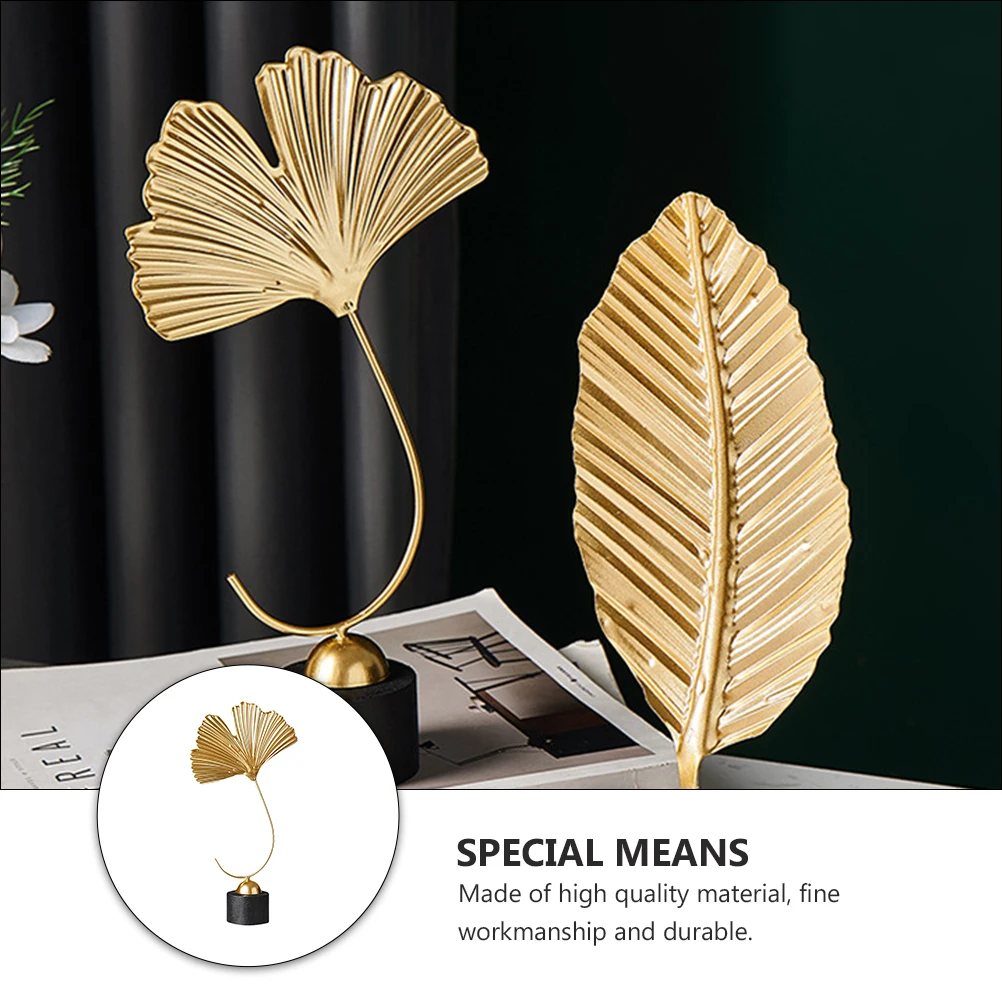 

Ginkgo Leaf Adornment Craft Decor Metal Single Piece Lifelike Home Ginkgo Decor Leaf nament Mini Model Art