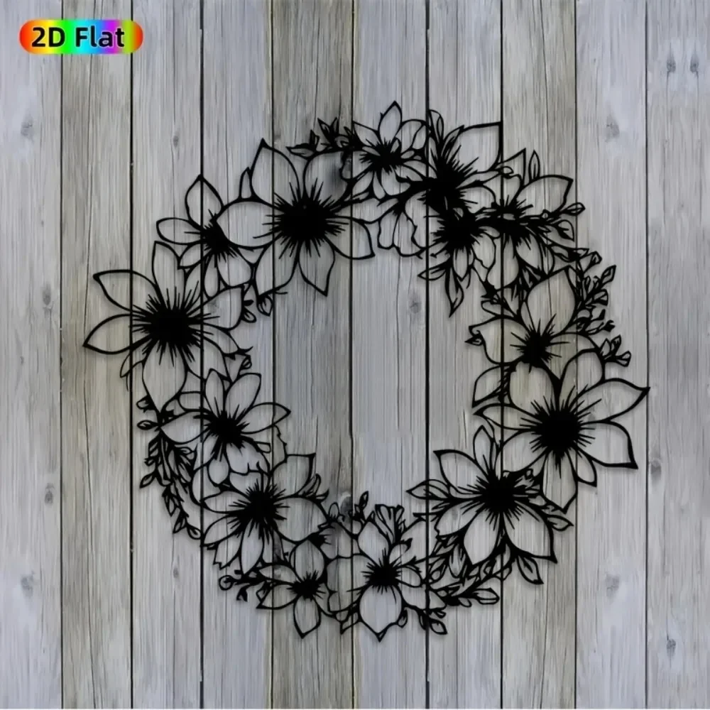 CIFBUY Iron Wall Art Vintage Floral Wreath Rust-Proof Metal Sculpture Hanging Decor For Living Room Garden Fences Home Decoratio