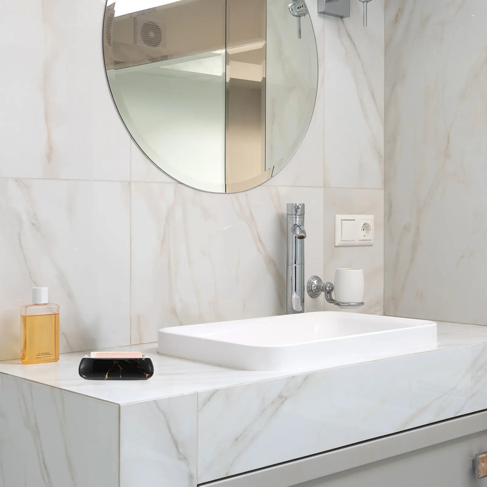 Ceramic Soap Dish Tray – Elegant Minimalist Bathroom Holder for Home & Hotel, Sturdy Premium Design