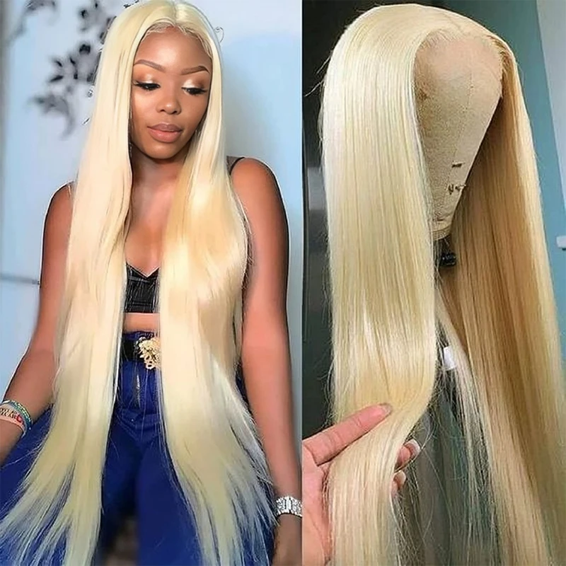 

30 Inch 613 Honey Blonde Bone Straight 13x6 Lace Front Human Hair Wigs Brazilian 200 Density Colored 13x4 Frontal Wig For Women