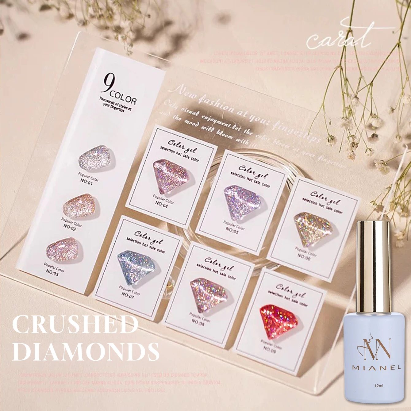 

MIANEL 12ML 2025 New Carat Small Diamond Burst Flash Gel Nail Polish White Nails Red Nails Blue Nails UV Light Nails Suitable