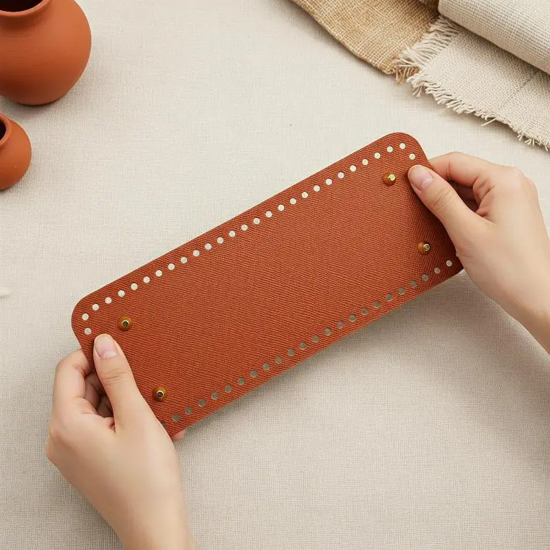 Knitted Bag PU Leather Bottom Pad Handmade Rectangular 28*10cm Non-slip Base for DIY Handcraft Bag Sewing Accessories