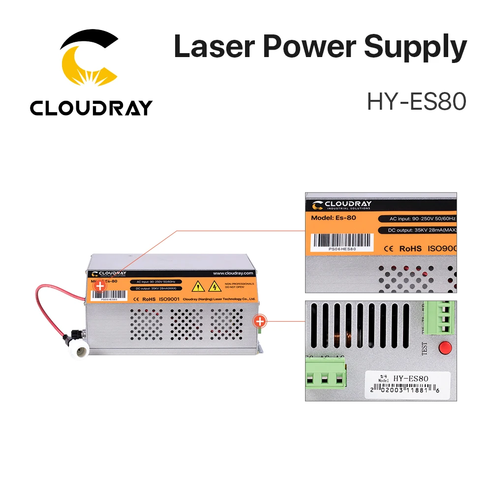 Imagem -06 - Cloudray-fonte de Alimentação a Laser para Gravação e Máquina de Corte Co2 80100w Hy-es80 es Series