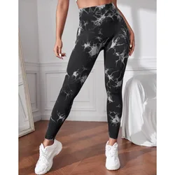 Tie Dye Leggings Female High Elastic Seamless Tights High Waist Butt Lift Sexy Fitness Pants Knit Slim Gym Running Yoga Leggings