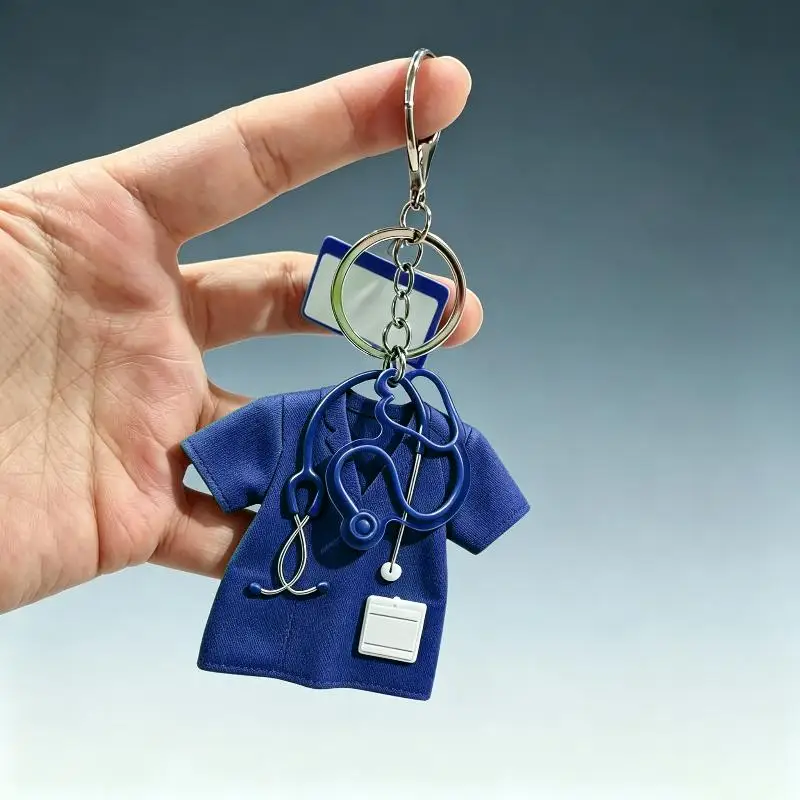 Schlüsselanhänger mit Stethoskop-Design, 2D-Flachdesign, Deko-Geschenk für Krankenschwestern, Ärzte und Personal, Alltags-Ornament – Detail 7