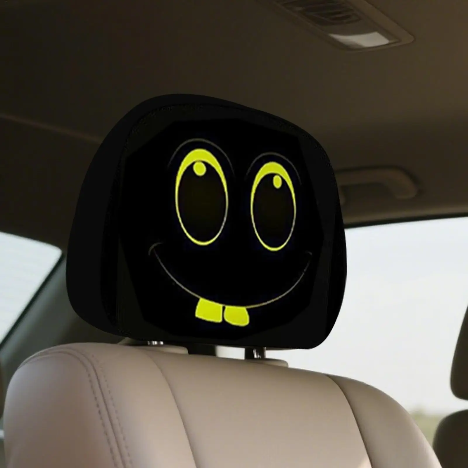 Headrest Covers For Cars 2 Pieces Car Seat Head Rest Protector Cute Cartoon Funny Expression Design For Auto SUV Vehicle