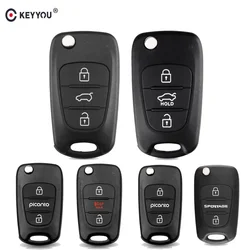 KEYYOU – coque de clé de voiture pliable, étui vierge pour Kia Rio 3 Picanto Soul Ceed Cerato Sportage K2 K3 K5 Hyundai