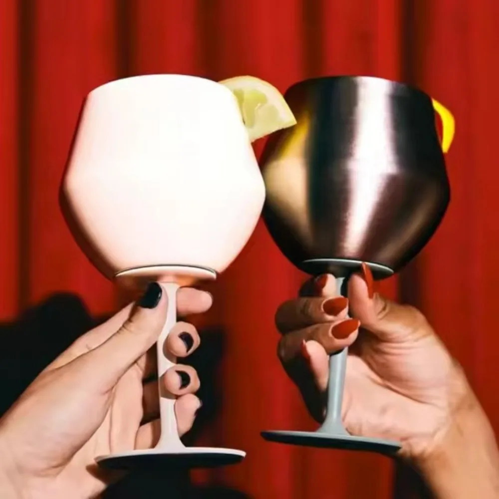 

Creative Detachable Stainless Steel Red Wine Cup Insulated Drop-resistant Champagne Cup Durable Gradient Color Thermal Cup Party