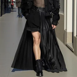 Fashion New Men Trousers INCERUN Deconstruct Pleated Design Skirts Pants Male Casual All-match Solid Color Loose Pantalons S-5XL