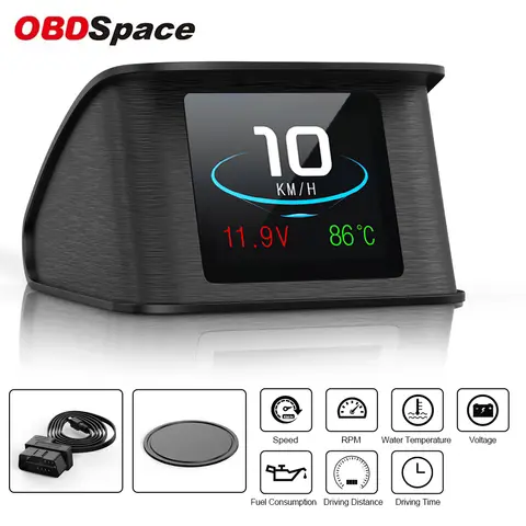 OBDSPACE P10 Car On-board Computer OBD2 Scanner Digital HUD Display Temperature Fuel Meter Speed Gauge OBD2 Auto Diagnostic Tool
