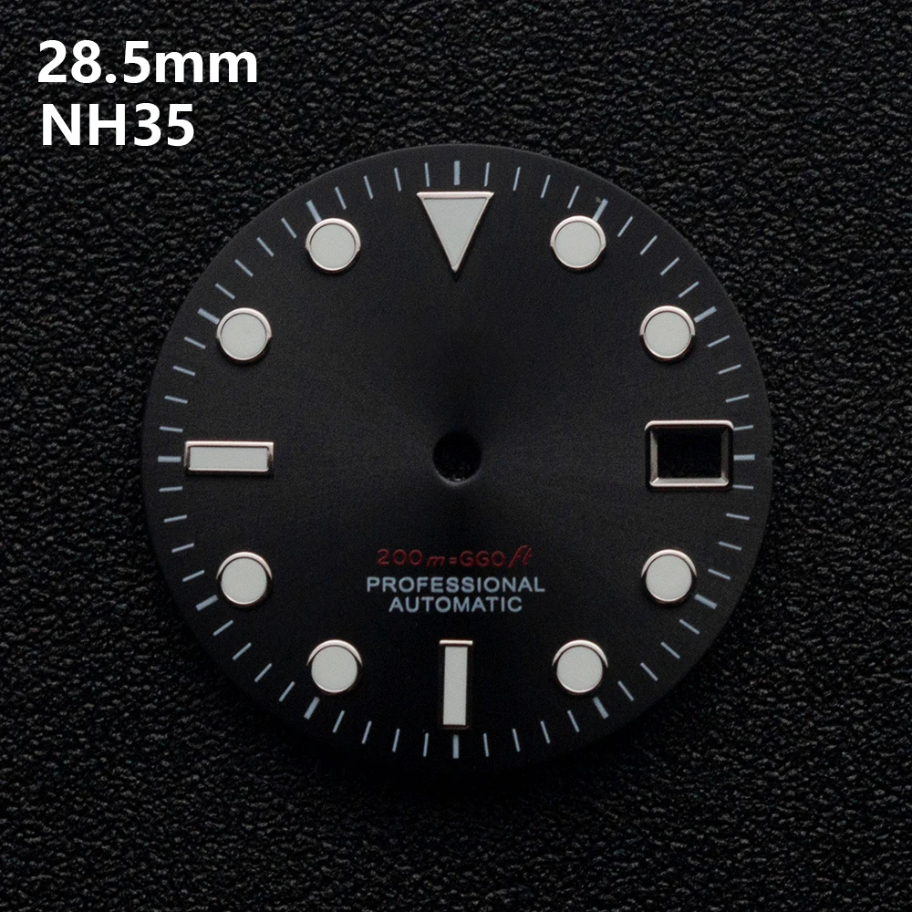 Cadran professionnel avec Logo S 28.5mm, adapté au mouvement NH35/NH36/4R36 C3 vert lumineux Sunburst, cadran de plongée, accessoires de Modification