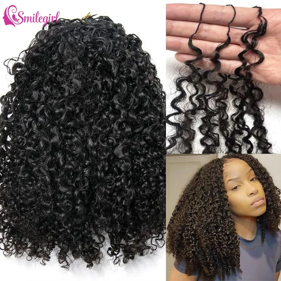Extensions de cheveux au crochet sans nœuds pré-séparées, texture Kinky Curly, plumes au crochet, cheveux humains ondulés, lots de cheveux humains couleur naturelle 30 pouces